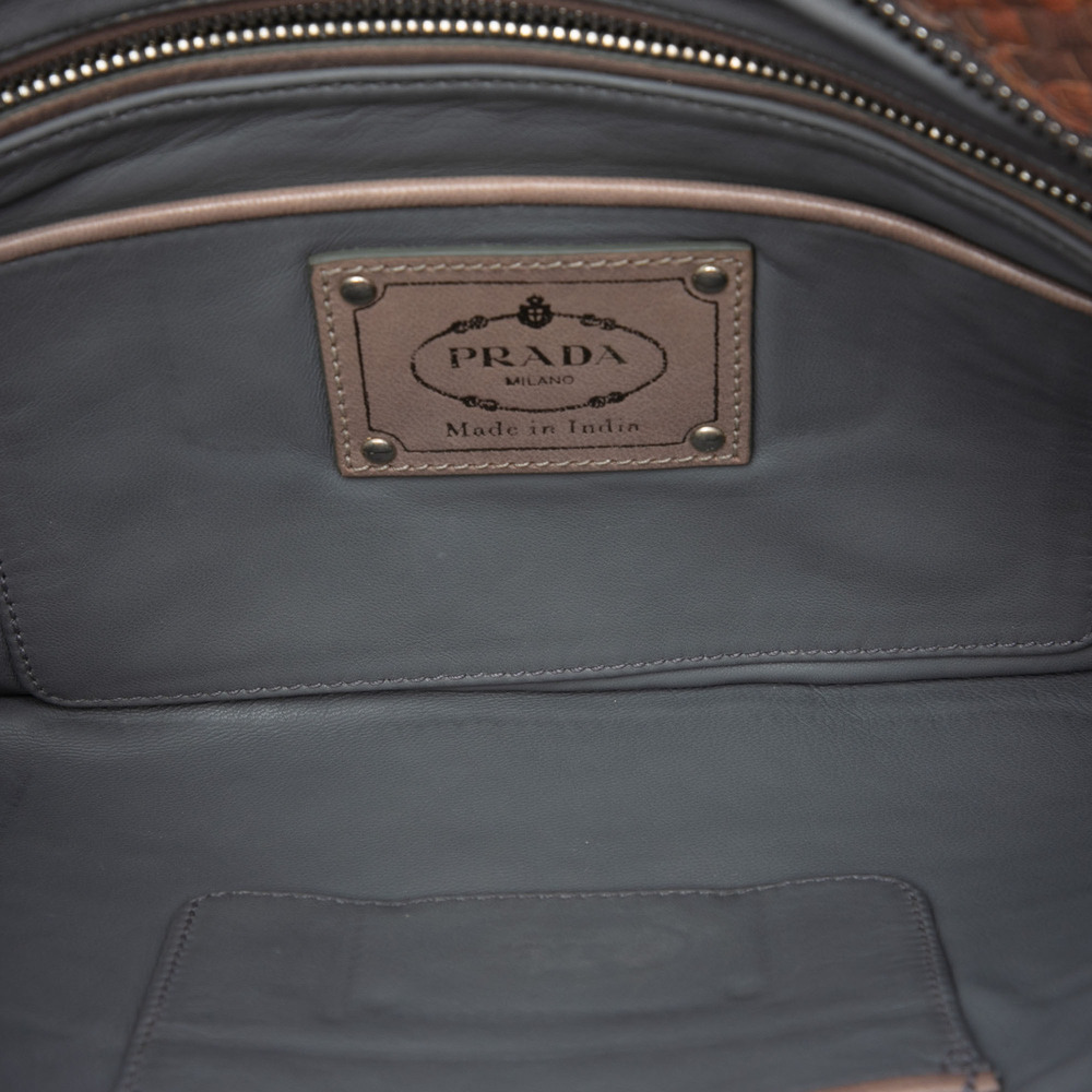 Pre-Loved Prada Woven Goatskin Madras Clutch - Picture 4 of 6